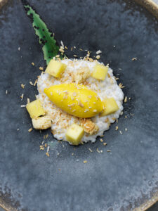 Logotyp för Mangosorbet med kokostapioka och sesamkakor